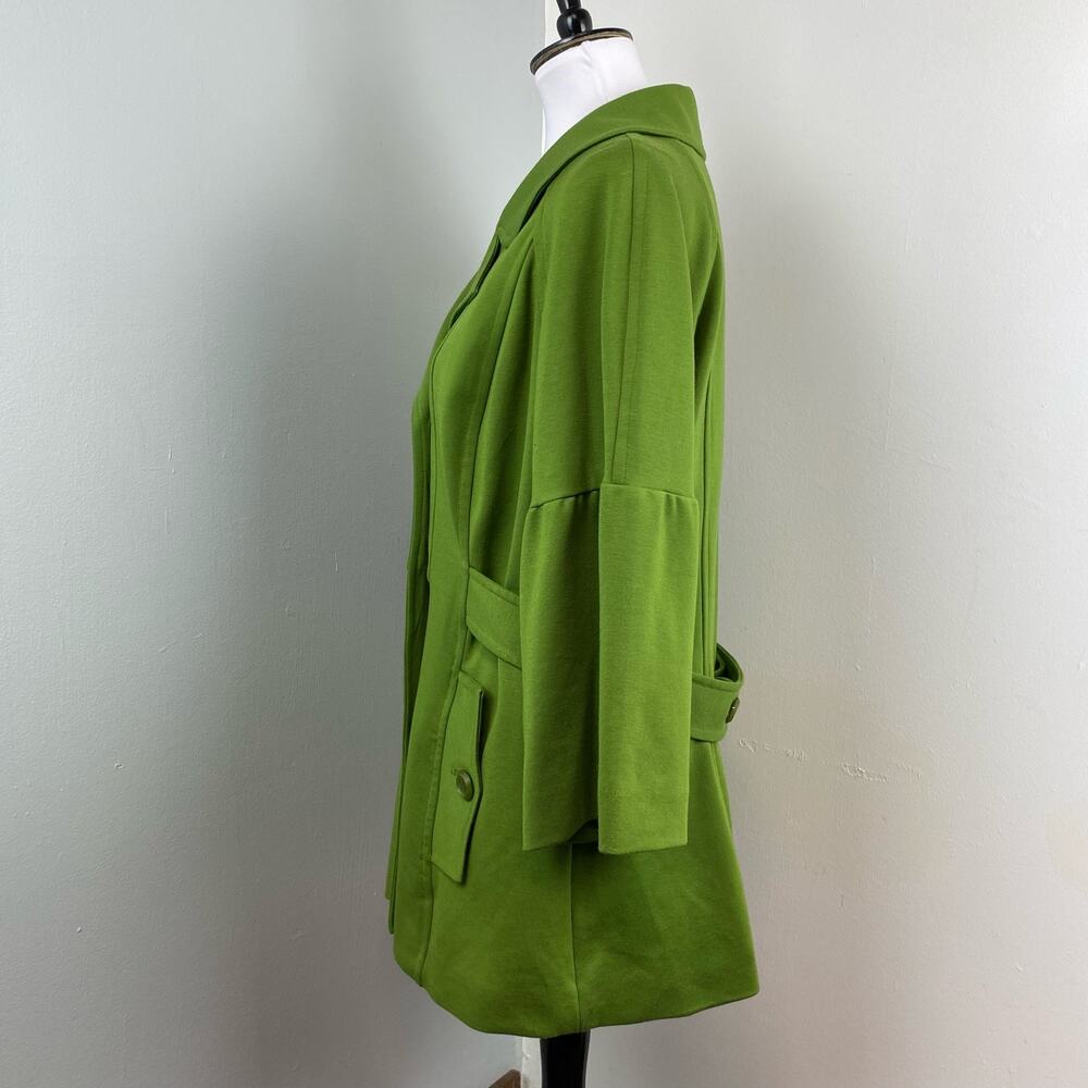 Sandro Green Double Breasted Button Bell Sleeve Coat Jacket Large - Picture 8 of 9